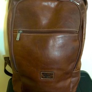 Brown leather backpack